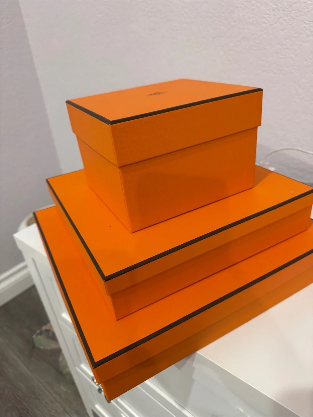 Hermes stackable decorative Storage Boxes - Set of 3. B
